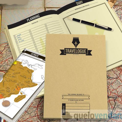 Sucediendo Adiccion metálico Agenda y diario de viaje Travelogue, con mapas rasca-rasca - Quelovendan